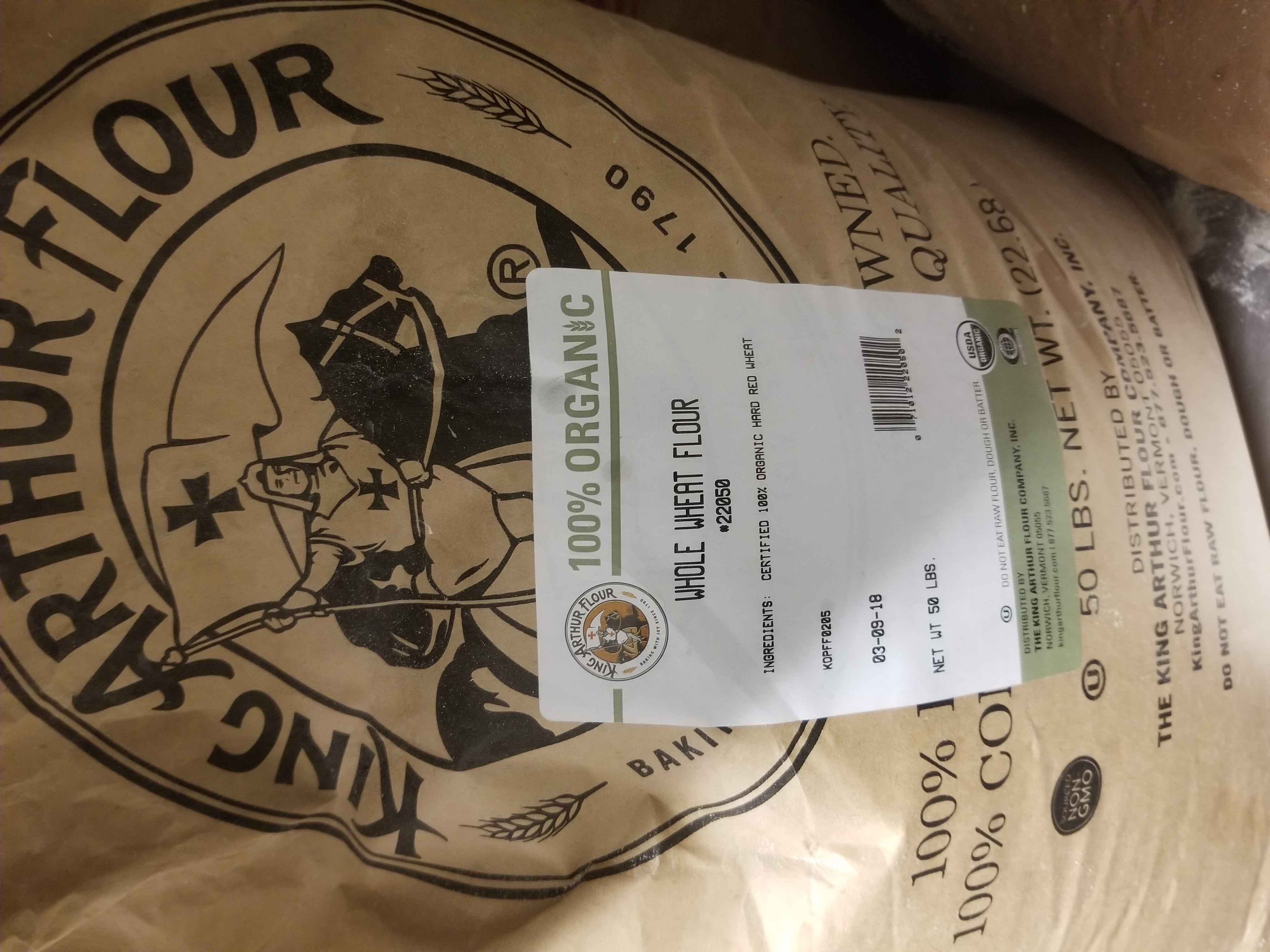 sack of whole wheat flour from King Arthur Flour